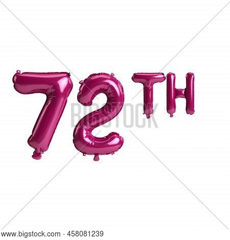 3d Illustration Of 72th Dark Pink Balloons Isolated On Background