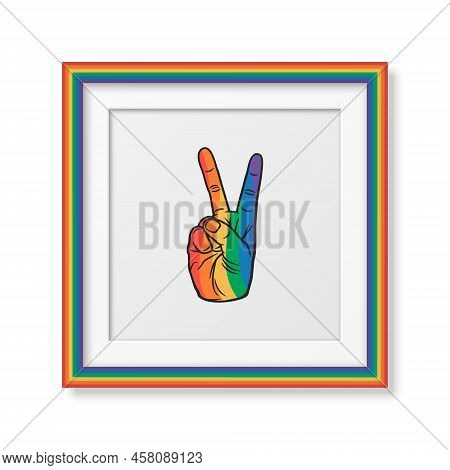 Peace Gesture, Sign. Vector Design For T-shirt, Plackard Print, Pride Month Celebrate Concept. Typog