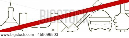 Horizontal Anti-war Banner. Red Backslash Line. Flat Vector Illustration Isolated On White Backgroun