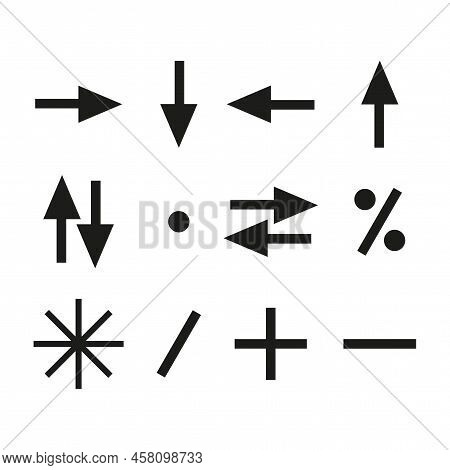 Black Mathematical. Science Icon Set. Vector Illustration. Stock Image.