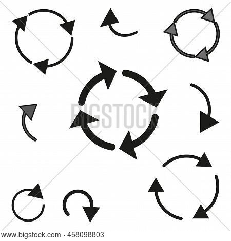 Circular Arrows In Linear Style. Vector Illustration. Stock Image.