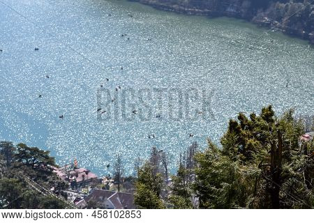 Full View Of Naini Lake During Evening Time Near Mall Road In Nainital, Uttarakhand, India, Beautifu