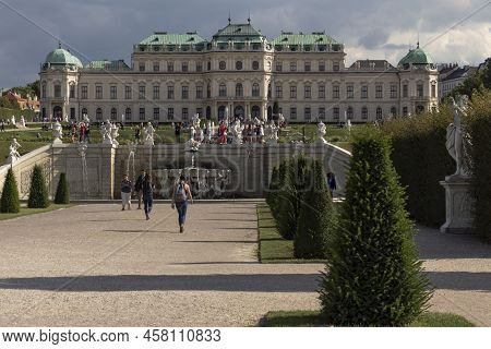 Vienna, Austria - August 14, 2019: Belvedere Palace In Vienna, Austria. The Palace Were Built In The
