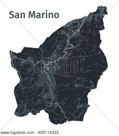 San Marino Vector Map. Detailed Vector Map Of San Marino Country Administrative Area. Countryscape P
