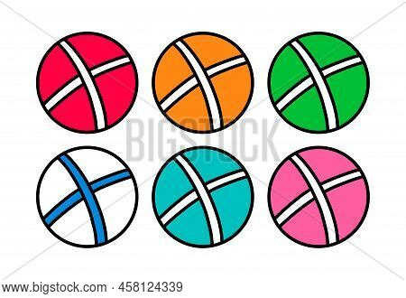 Set Of Balls Circle Round Logo Icon Symbol Hand Drawn Vector Illustration In Cartoon Doodle Stye Pin