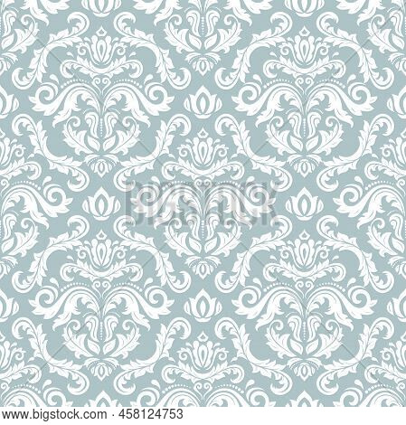 Orient Vector Classic Pattern. Seamless Abstract Background With Vintage Elements. Orient Light Blue