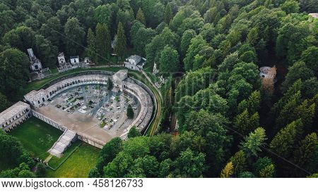 Aerial View Of The Monumental Cemetery Of Oropa, Graveyard Built For Noble Families Of The Biellese 