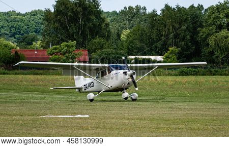 Breclav, Czech Republic - July 02, 2022 Aviation Day. Cessna 172n Light Recreational Aircraft During