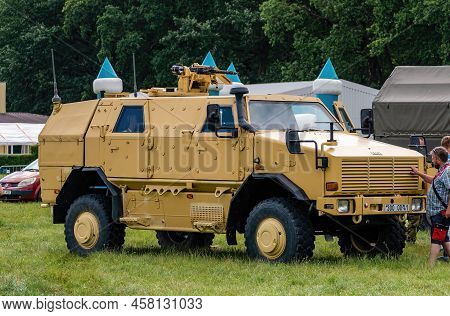 Breclav, Czech Republic - July 02, 2022 Aviation Day. Czech Army Multipurpose Armoured Vehicle Dingo