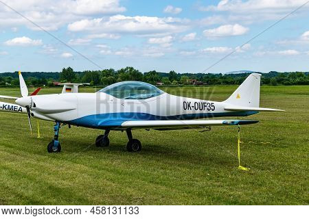 Breclav, Czech Republic - July 02, 2022 Aviation Day. Ok-ouf 35 Fascination Ultralight Aircraft Read