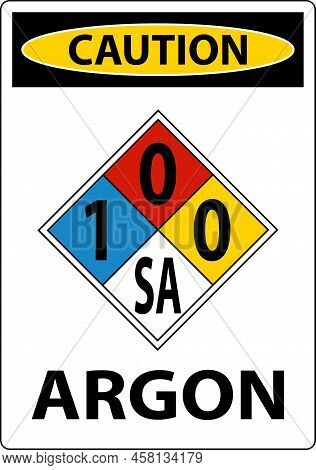 Nfpa Caution Argon 1-0-0-sa Sign On White Background