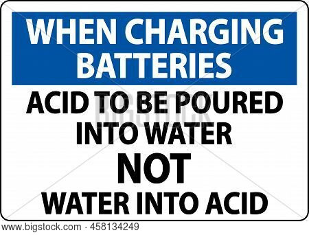 Acid To Be Poured Into Water Sign On White Background