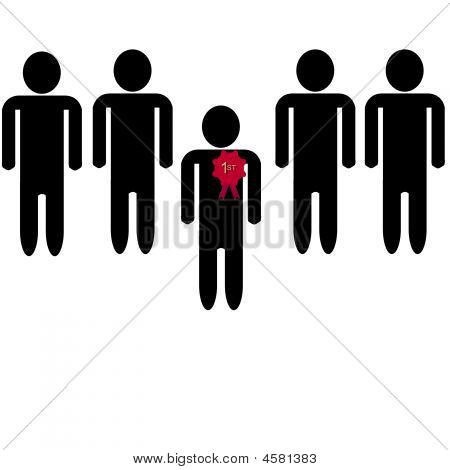Cinque uomini Silhouette - un vincitore