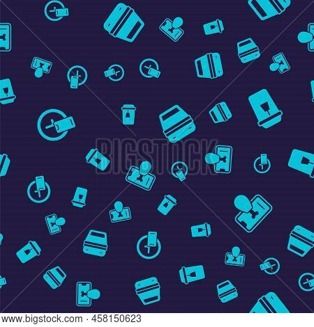 Set Round The Clock Delivery, Cup Of Tea, Lunch Box And Food Ordering On Mobile On Seamless Pattern.