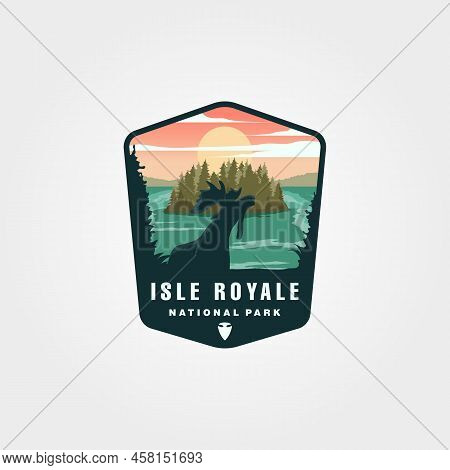 Isle Royale National Park Vector Patch Logo Design, United States National Park Emblem Design
