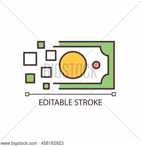 Disappearing Banknote Rgb Color Icon. Worthless Money And Inflation. Hyperinflation. Financial Crisi