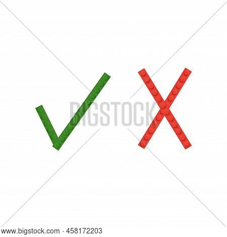 Check Marks. Tick And Cross Vector Icons. Yes And No Symbols.