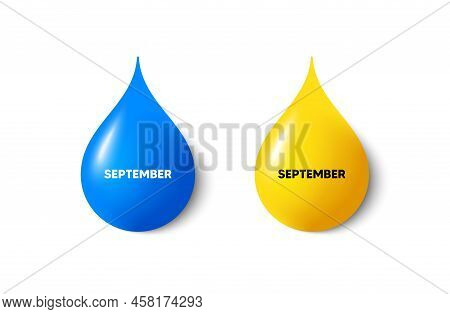 Paint Drop 3d Icons. September Month Icon. Event Schedule Sep Date. Meeting Appointment Planner. Yel