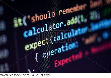 Javascript Lines Of Code Into A Library For Website Application. Script Language In A Software Devel