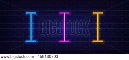Initial Letter I Icon. Neon Light Line Effect. Line Typography Character Sign. Large First Font Lett