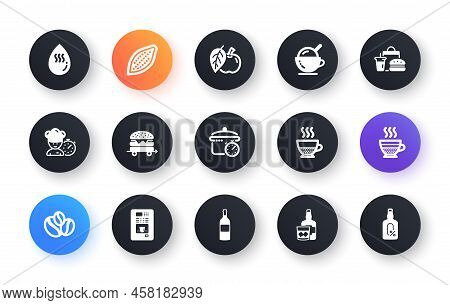 Minimal Set Of Ice Cream, Boiling Pan And Food Delivery Flat Icons For Web Development. Coffee Vendi