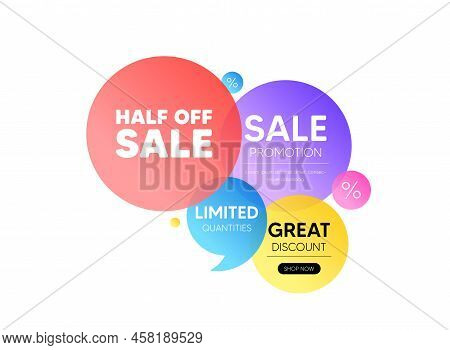 Discount Offer Bubble Banner. Half Off Sale. Special Offer Price Sign. Advertising Discounts Symbol.