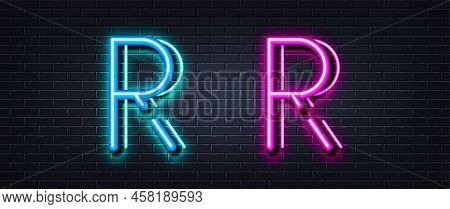 Initial Letter R Icon. Neon Light Line Effect. Line Typography Character Sign. Large First Font Lett