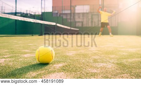 A Caucasian Padel Player Jump To The Ball, Good Looking For Posts And Poster.