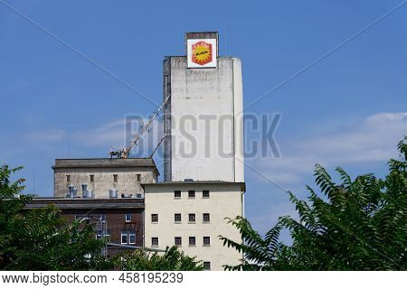 Cologne, Germany July 14, 2022: Listed Building Of The Aurora Mill Once One Of The Largest Flour Mil