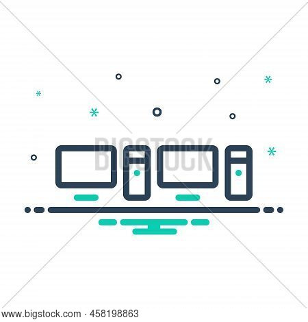 Mix Icon For Desktop Computer Minicomputer Device Digital Electronic Multimedia Equipment