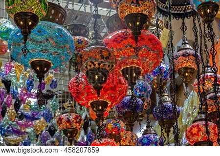 Arabian Style Decorative Glass Lamps In Souvenir Shop