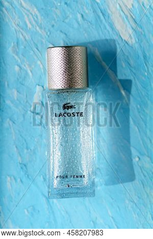 Tyumen, Russia-june 15, 2022: Lacoste Logo Close Up. Lacoste Is A French Company For Luxury Gods: Cl