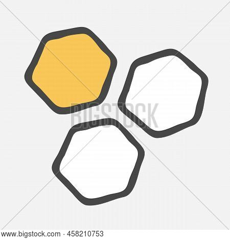 Stylized Vector Objects, Separate Elements On The Theme: Honeycombs, Honeycombs. Botany Of Creating 