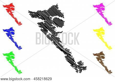 Moresby Island (canada, British Columbia Province, North America, Haida Gwaii Archipelago) Map Vecto