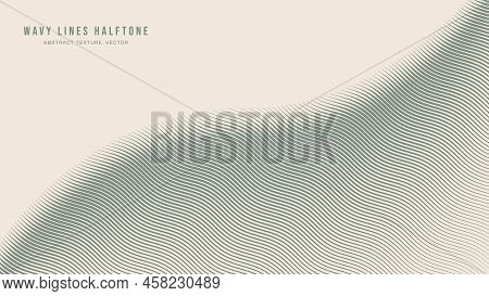 Wavy Ripple Lines Tilted Hatching Halftone Pattern Abstract Vector Smooth Curved Pale Green Border I