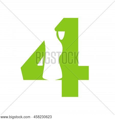 Letter 4 Foot Treatment Logo And Foot Surgery Logo Template Concept With Foot Care