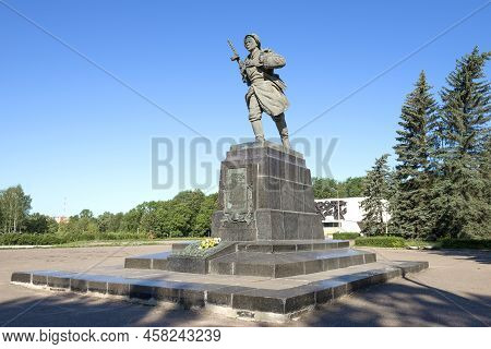 Velikie Luki, Russia - July 04, 2021: Monument To The Feat Of Alexander Matrosov On A July Sunny Day