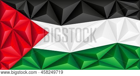 Abstract Polygonal Background In The Form Of Colorful Black, White And Green Stripes Of The Palestin