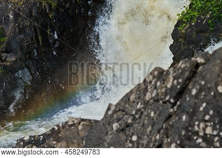The Concept Of Travel In Russia. Kivach Nature Reserve In Karelia Is Popular Tourist Destination. Th