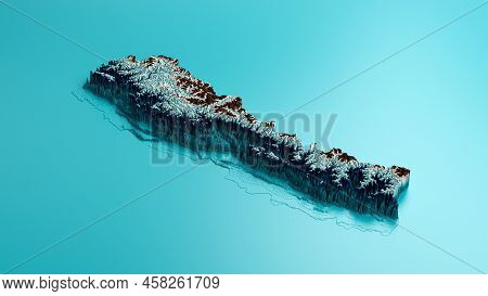 Topographic Nepal Map Hypsometric Elevation Tint Spectral Shaded Relief Map 3d Illustration