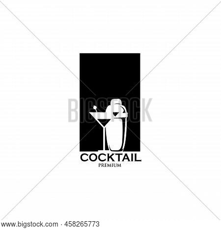 Cocktail Bar Logo. Cocktail Shaker With Cocktail Glass On White Background.