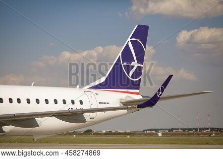 Otopeni, Romania - July 17, 2022: Lot Polish Airline Plane On The Taxiway Of The Henri Coanda Airpor