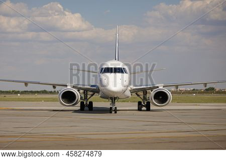 Otopeni, Romania - July 17, 2022: Lot Polish Airline Plane On The Taxiway Of The Henri Coanda Airpor