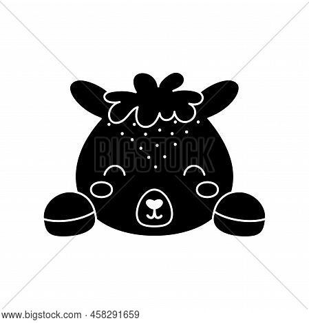 Cute Scandinavian Alpaca Head. Animal Face For Kids T-shirts, Wear, Nursery Decoration, Greeting Car