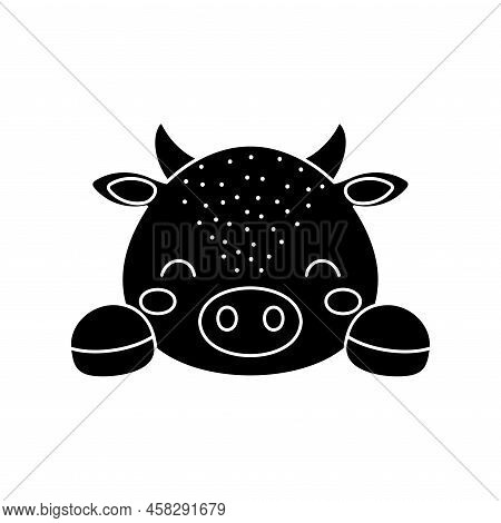 Cute Scandinavian Cow Head. Animal Face For Kids T-shirts, Wear, Nursery Decoration, Greeting Cards,