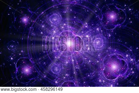 Abstract Illustration Background Image Fantastic Universe With A Bright Flash Of Light Emanating Fro