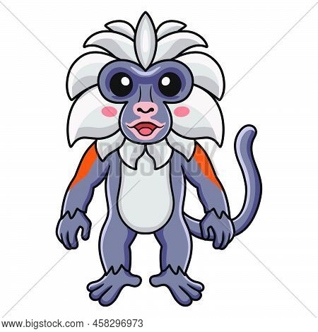 Vector Illustration Of Cute Zanzibar Red Colobus Monkey Cartoon Standing