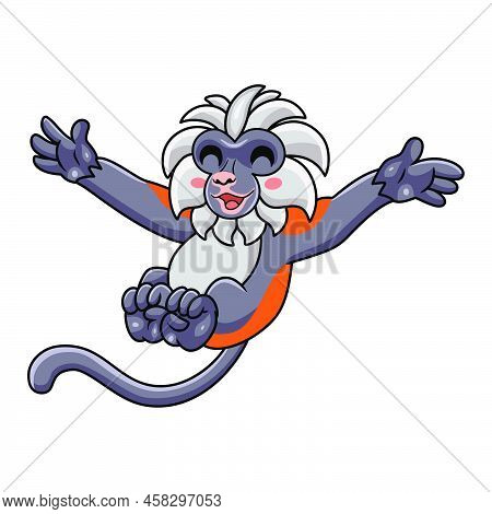 Vector Illustration Of Cute Zanzibar Red Colobus Monkey Cartoon Posing