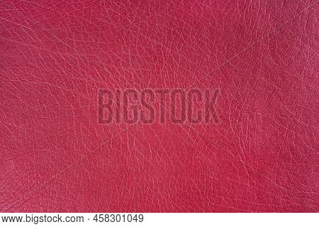 Natural, Artificial Pink Leather Texture Background. Material For Sport Items, Clothes, Furnitre And