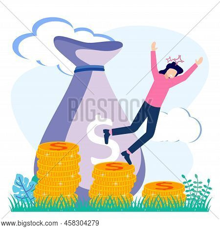 Flat Style Vector Illustration. Management Fails To Make A Profit, Businessmen Sad Around, Business 